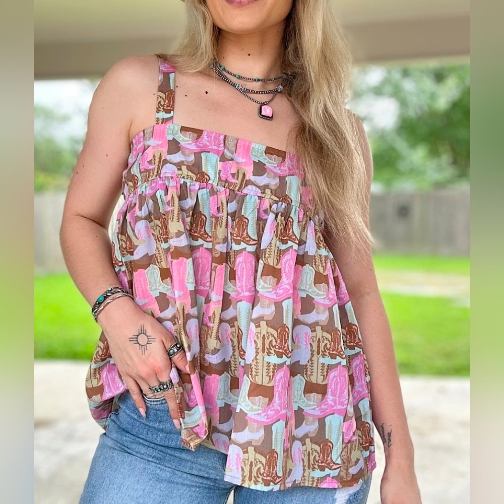 2 Fly Co Rowdy Western Rodeo Hippie Kickin’ It Boots Top XS